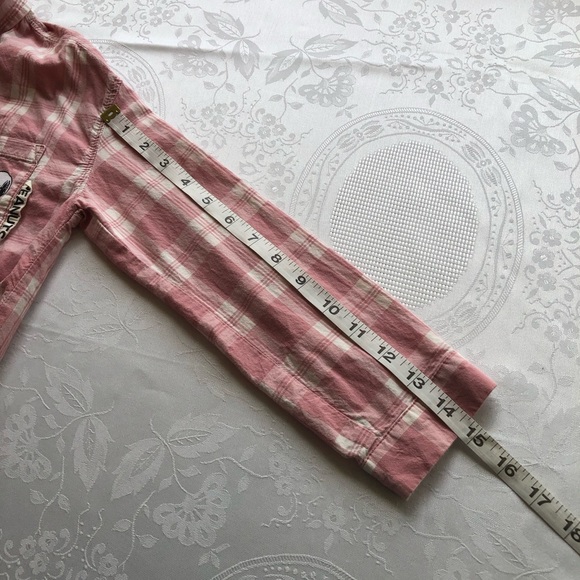 Zara Peanuts Charlie Brown Girls Size 9 Pink/White Plaid Button-Up Shirt Classic - Picture 16 of 16